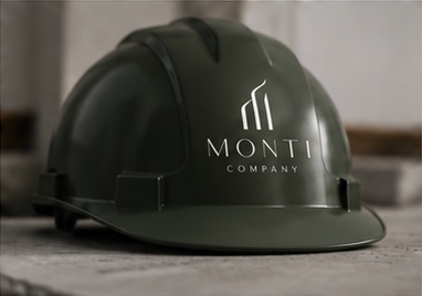 Capacete de obra com a marca Monti Company